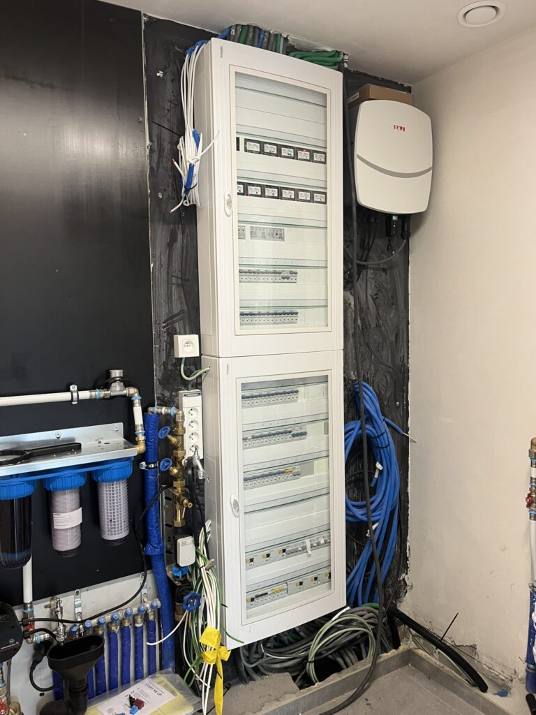 elektriciteitskast met zekeringmodules en leidingen voor installatie door Electro Pacco in zedelgem